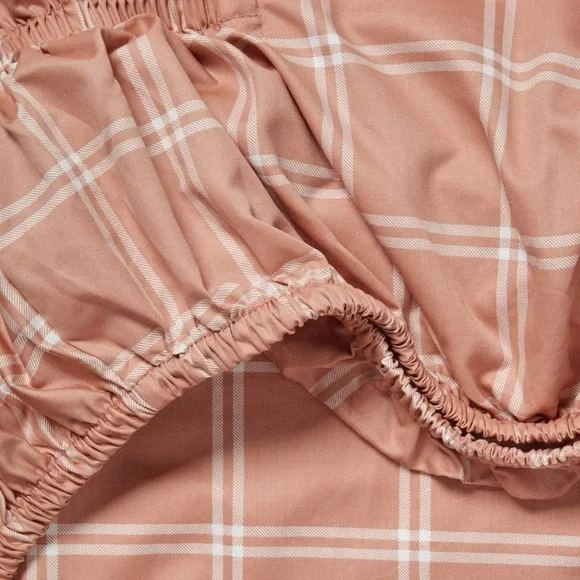Queen 400 Thread Count Performance Sheet Set Pink Plaid - Threshold